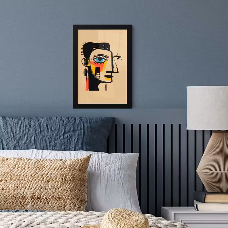 Geometrisch - Felle kleuren - Kubistische stijl fotolijst zwart zonder passe partout klein -sfeer3