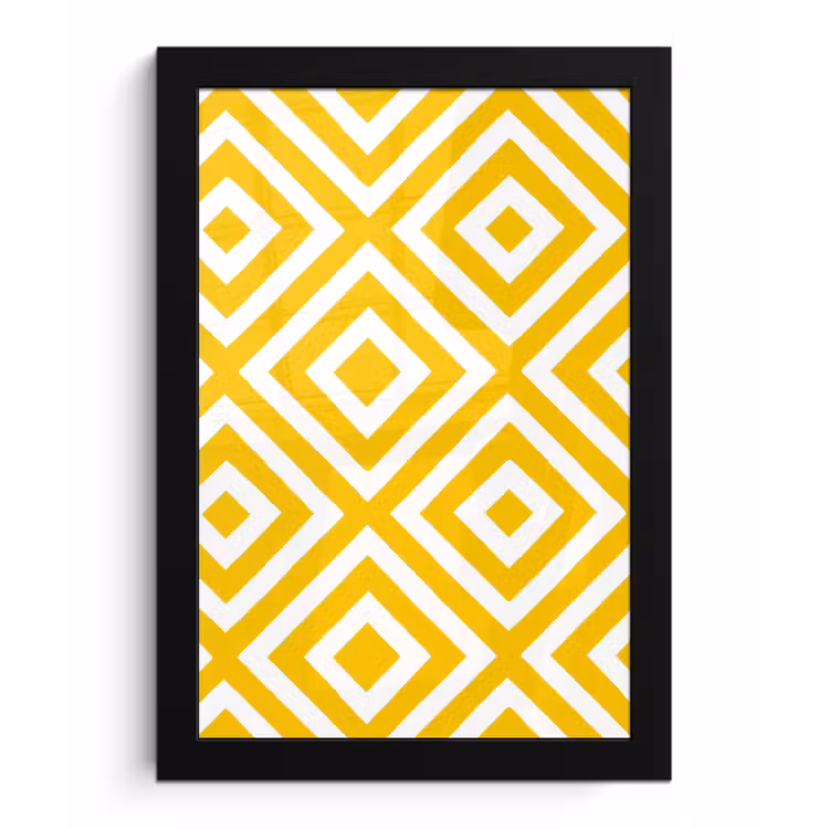 Geometrisch - Lijnen - Modern - Geel - Wit fotolijst zwart zonder passe partout klein 224 -3d