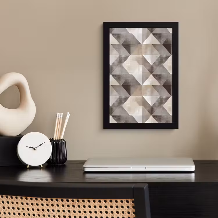 Geometrisch - Motief - Aardetinten fotolijst zwart zonder passe partout klein 224 -sfeer1