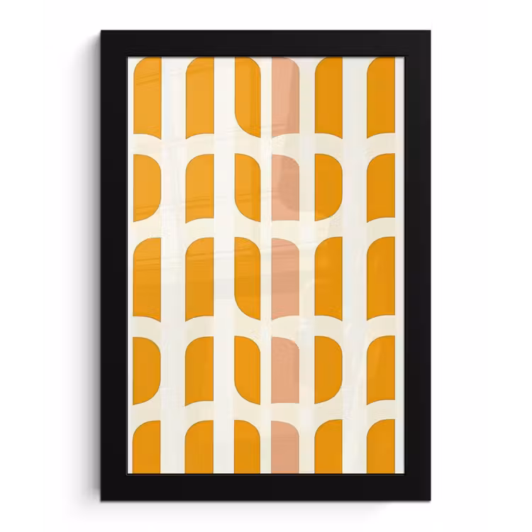Geometrisch - Patroon - Geel - Roze fotolijst zwart zonder passe partout klein 224 -3d