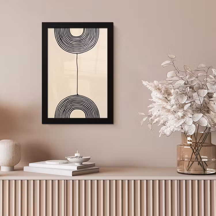 Geometrische bogen - Minimalistisch - Symmetrisch fotolijst zwart zonder passe partout klein -sfeer5
