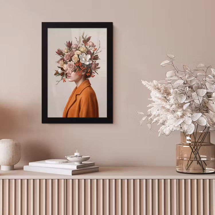 Gezicht - Boeket - Kleurrijk fotolijst zwart zonder passe partout klein -sfeer5