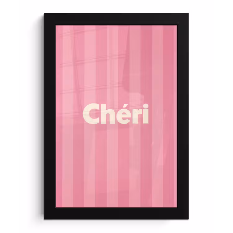 Gestreept - Roze - Chéri fotolijst zwart zonder passe partout klein -3d