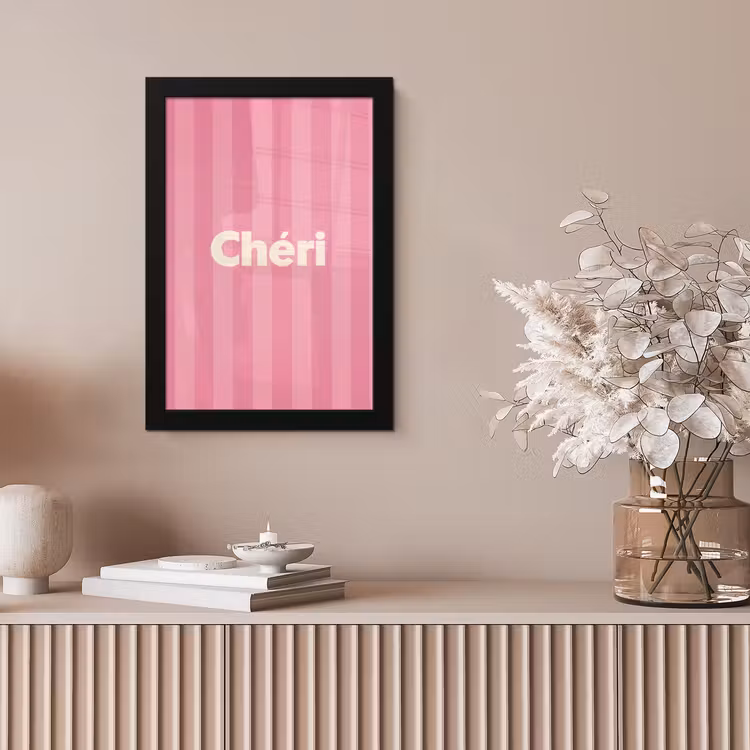 Gestreept - Roze - Chéri fotolijst zwart zonder passe partout klein -sfeer5