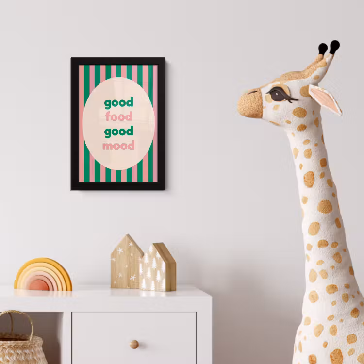 Gestreept - Quote - Ovaal - Roze fotolijst zwart zonder passe partout klein -usfeer4_kinderkamer
