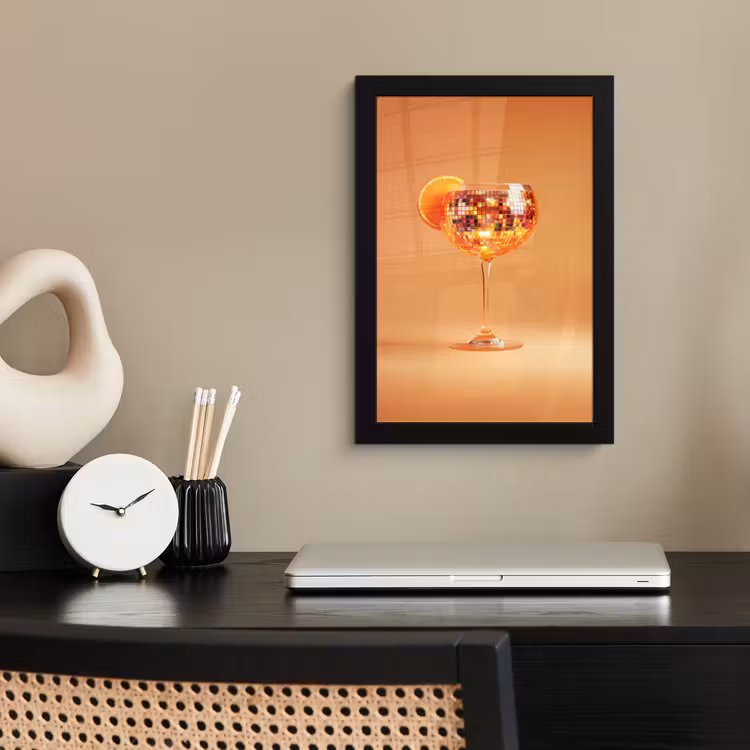 Drank - Oranje - Glitter - Disco fotolijst zwart zonder passe partout klein -sfeer1