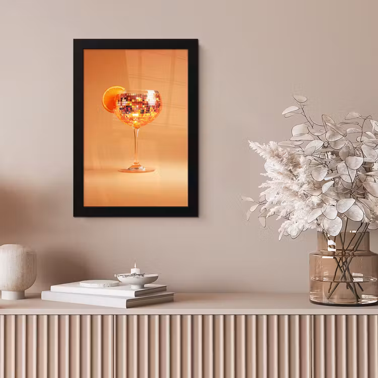 Drank - Oranje - Glitter - Disco fotolijst zwart zonder passe partout klein -sfeer5