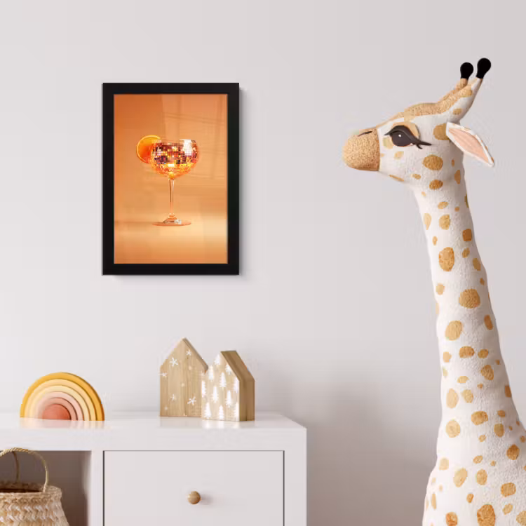 Drank - Oranje - Glitter - Disco fotolijst zwart zonder passe partout klein -usfeer4_kinderkamer