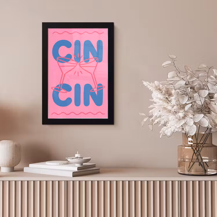 Drank - Glazen - Proost - Modern - Roze fotolijst zwart zonder passe partout klein -sfeer5
