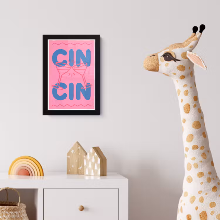 Drank - Glazen - Proost - Modern - Roze fotolijst zwart zonder passe partout klein -usfeer4_kinderkamer