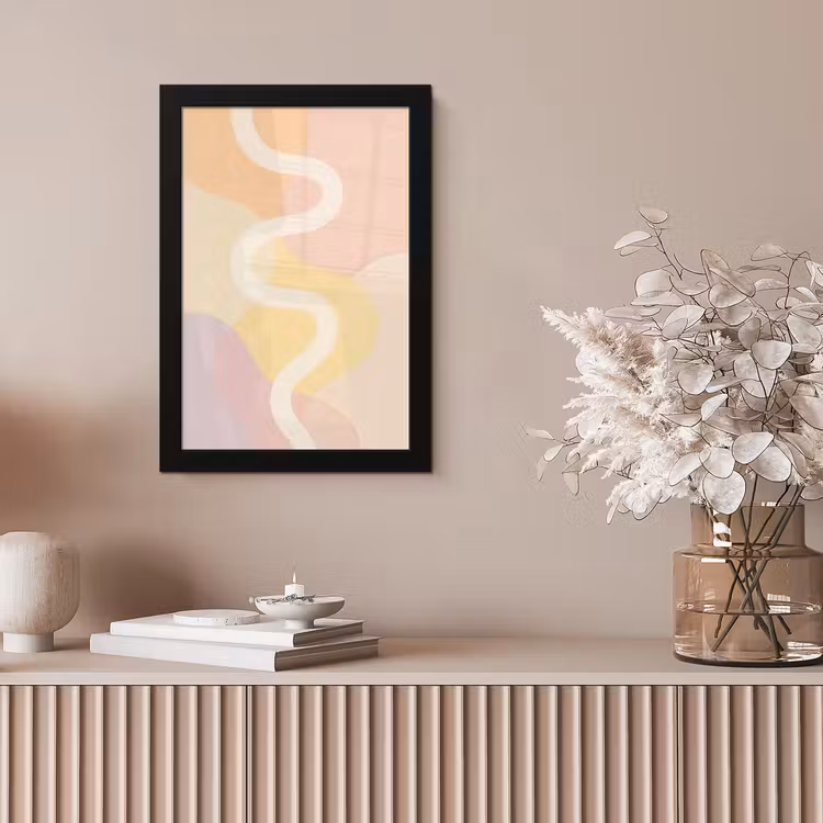 Golvende vormen - Abstract - pastel fotolijst zwart zonder passe partout klein -sfeer5