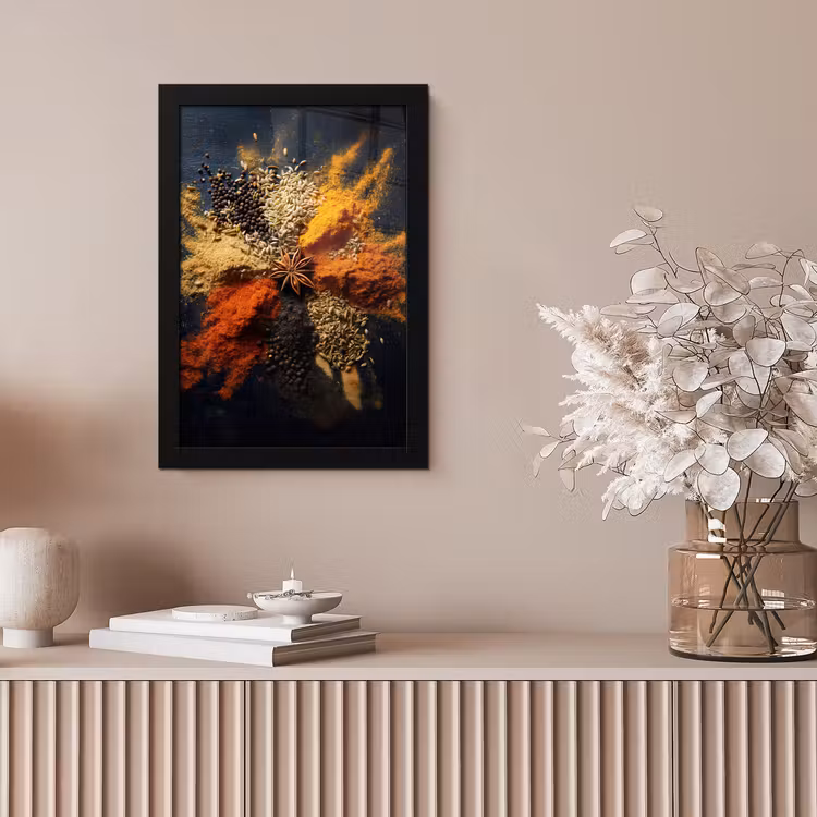 Specerijen - Explosie - Oranje fotolijst zwart zonder passe partout klein -sfeer5
