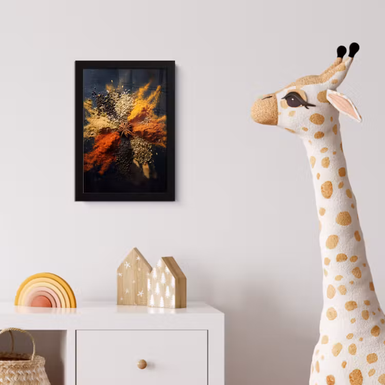 Specerijen - Explosie - Oranje fotolijst zwart zonder passe partout klein -usfeer4_kinderkamer