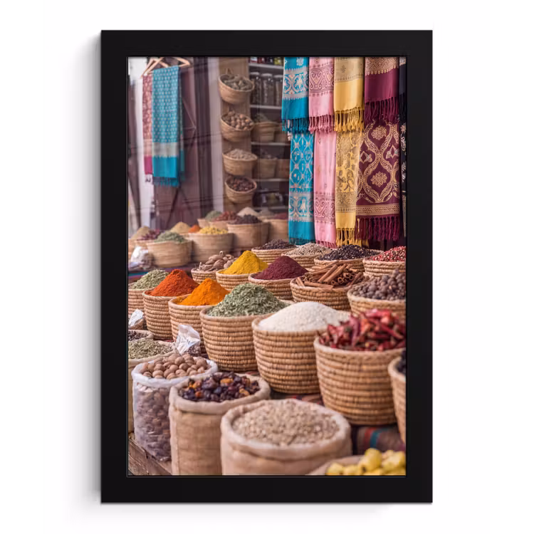 Bilder mit Rahmen - Gewürze – Körbe – Orientalisch - Kruiden - Manden - Oosters fotolijst zwart zonder passe partout klein