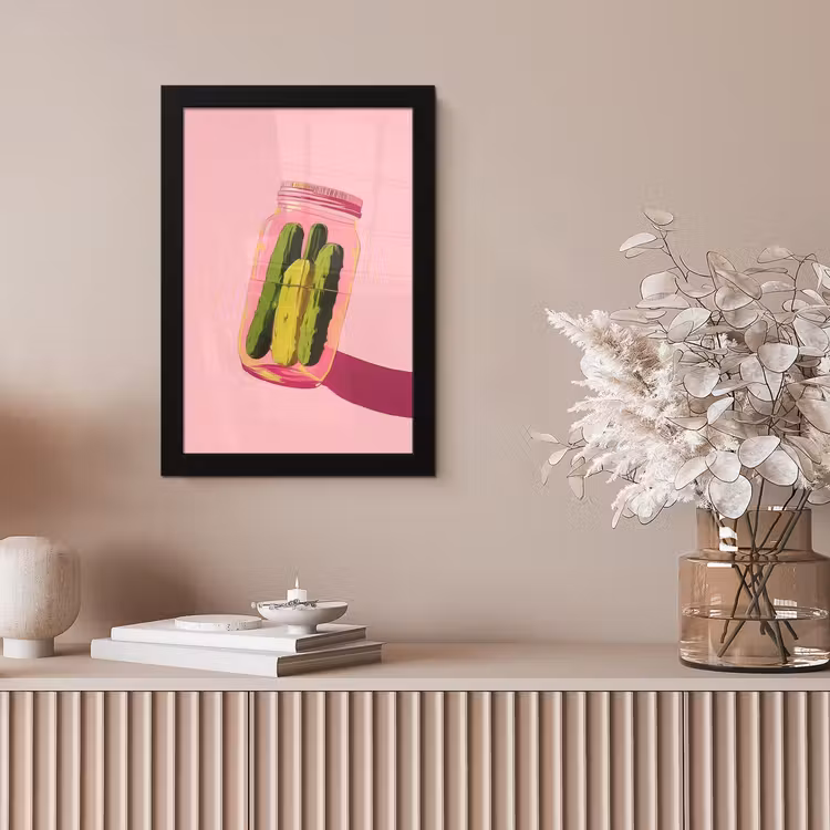 Augurken - Pot - Schaduw - Roze fotolijst zwart zonder passe partout klein -sfeer5