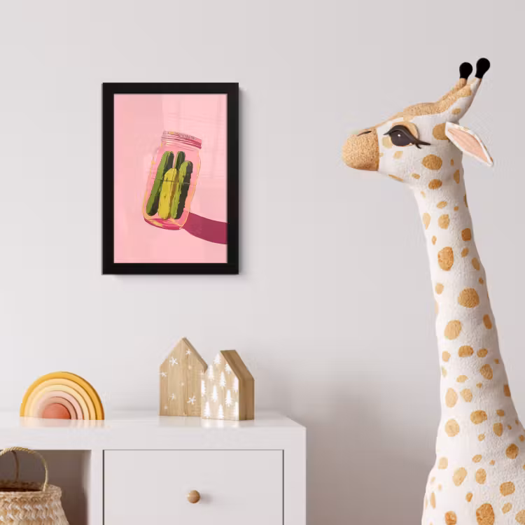 Augurken - Pot - Schaduw - Roze fotolijst zwart zonder passe partout klein -usfeer4_kinderkamer