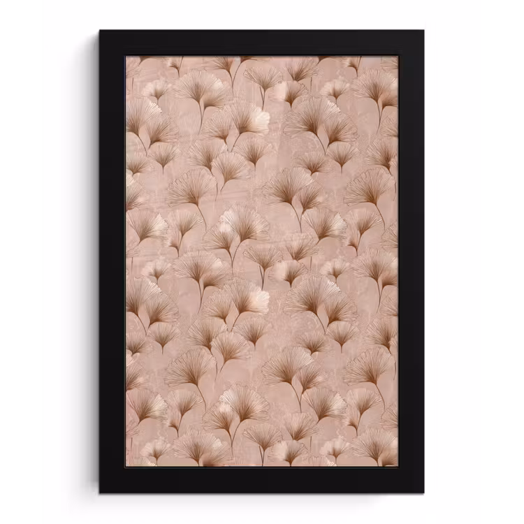 Ginkgo - Patroon - Roze fotolijst zwart zonder passe partout klein 224 -3d