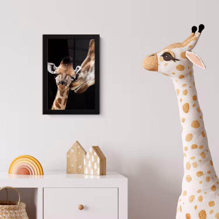 Giraffe - Dieren - Zwart - Portret - Dieren fotolijst zwart zonder passe partout klein -usfeer4_kinderkamer