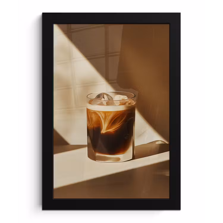 Glas - Ijskoffie - Schaduw - Bruin fotolijst zwart zonder passe partout klein -3d