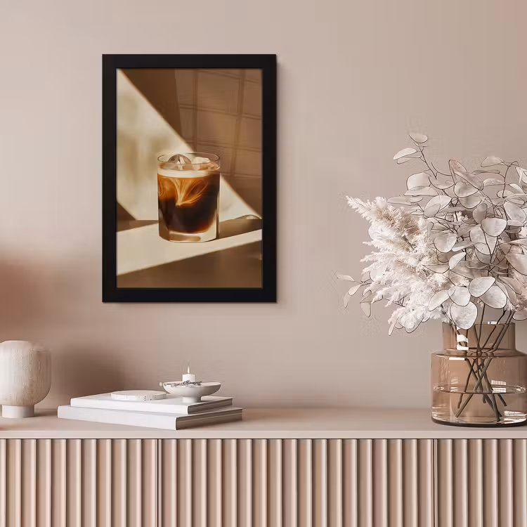 Glas - Ijskoffie - Schaduw - Bruin fotolijst zwart zonder passe partout klein -sfeer5