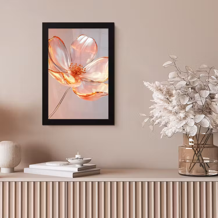 Glazen - Bloem - Roze fotolijst zwart zonder passe partout klein -sfeer5