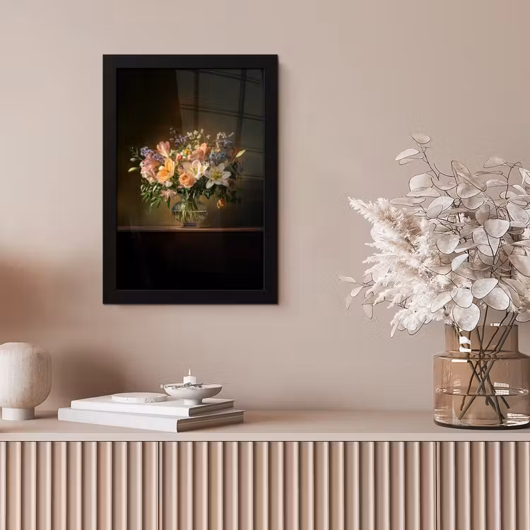 Glazen - Bloemen - Boeket - Kleuren fotolijst zwart zonder passe partout klein -sfeer5