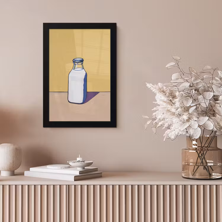 Glazen - Fles - Illustratie - Melk fotolijst zwart zonder passe partout klein -sfeer5