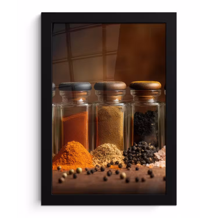Potjes - Kruiden - Specerijen - Korrels fotolijst zwart zonder passe partout klein -3d
