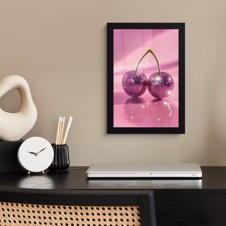 Glitter - Discobol - Roze - Kersen fotolijst zwart zonder passe partout klein -sfeer1