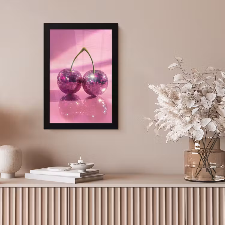 Glitter - Discobol - Roze - Kersen fotolijst zwart zonder passe partout klein -sfeer5