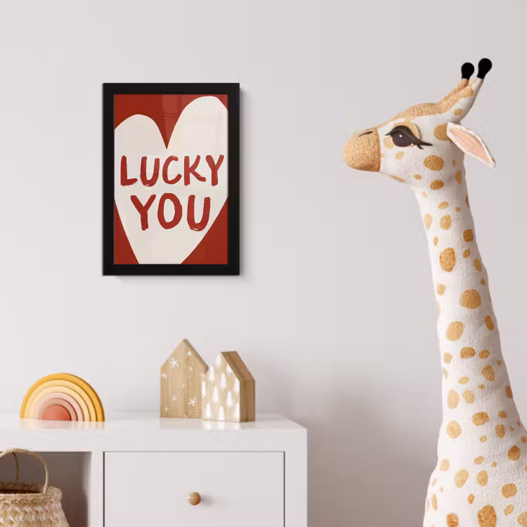 Lucky - Hart - Rood fotolijst zwart zonder passe partout klein -usfeer4_kinderkamer