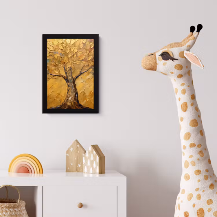 Goud - Boom - Abstract - Modern fotolijst zwart zonder passe partout klein -usfeer4_kinderkamer