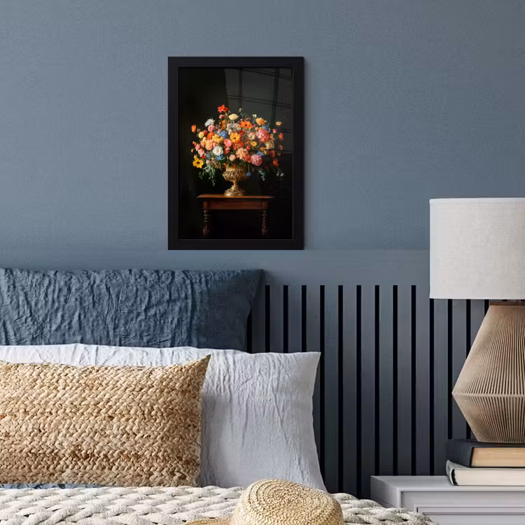 Goud - Bloemen - Kleuren - Vaas fotolijst zwart zonder passe partout klein -sfeer3