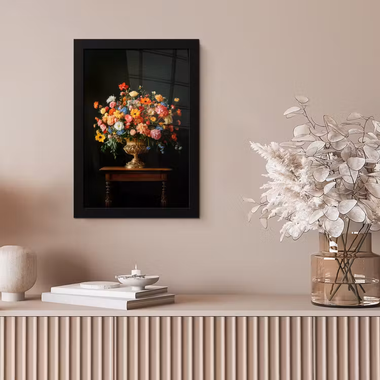 Goud - Bloemen - Kleuren - Vaas fotolijst zwart zonder passe partout klein -sfeer5