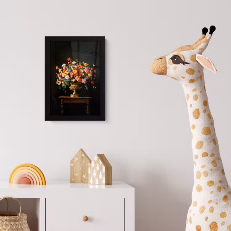 Goud - Bloemen - Kleuren - Vaas fotolijst zwart zonder passe partout klein -usfeer4_kinderkamer