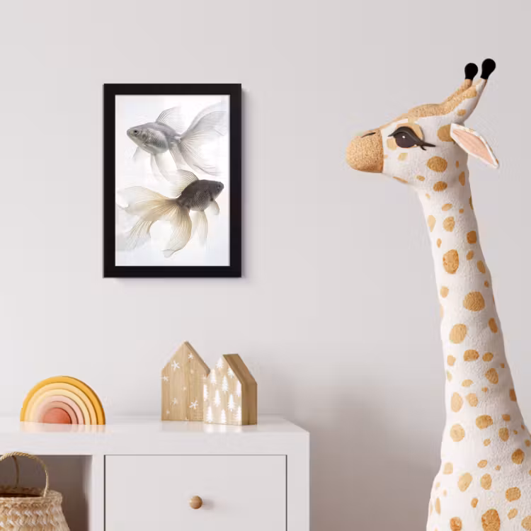 Goudvissen - Modern - Wit fotolijst zwart zonder passe partout klein -usfeer4_kinderkamer