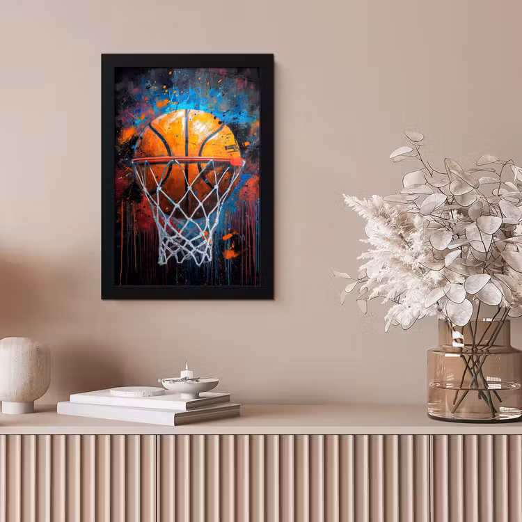 Graffiti - Basketbal - Sport - Zwart - Street art fotolijst zwart zonder passe partout klein -sfeer5