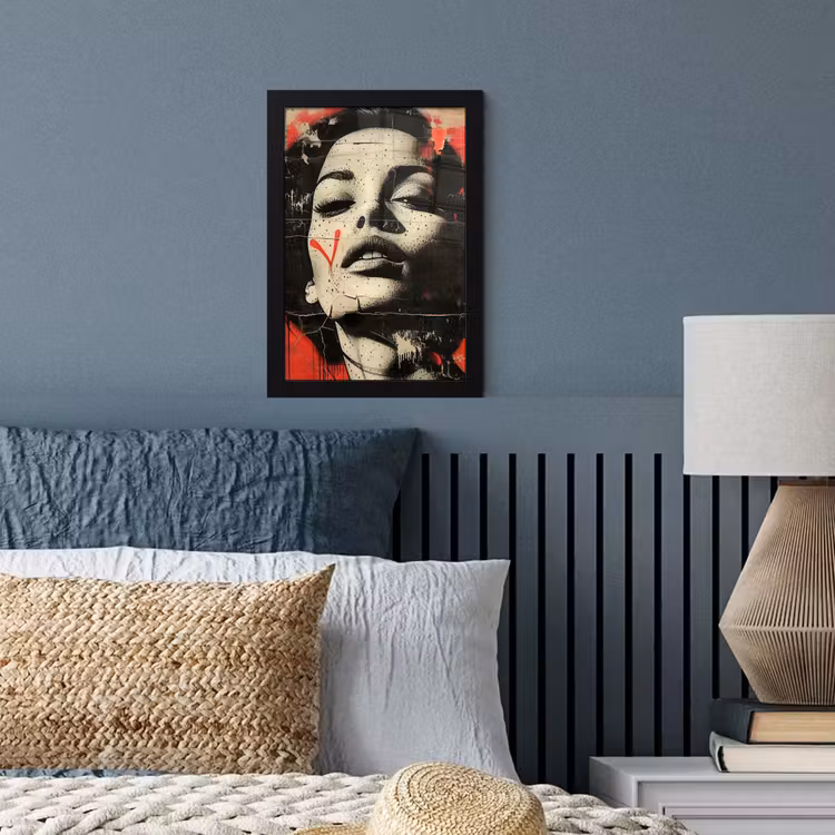 Graffiti - Vrouw - Rood - Street art - Banksy fotolijst zwart zonder passe partout klein -sfeer3