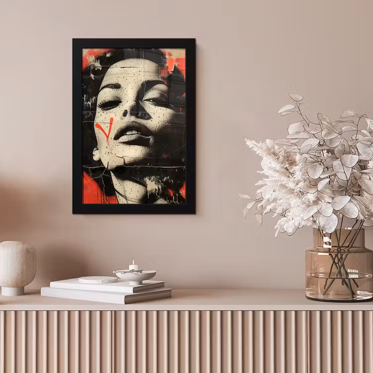 Graffiti - Vrouw - Rood - Street art - Banksy fotolijst zwart zonder passe partout klein -sfeer5
