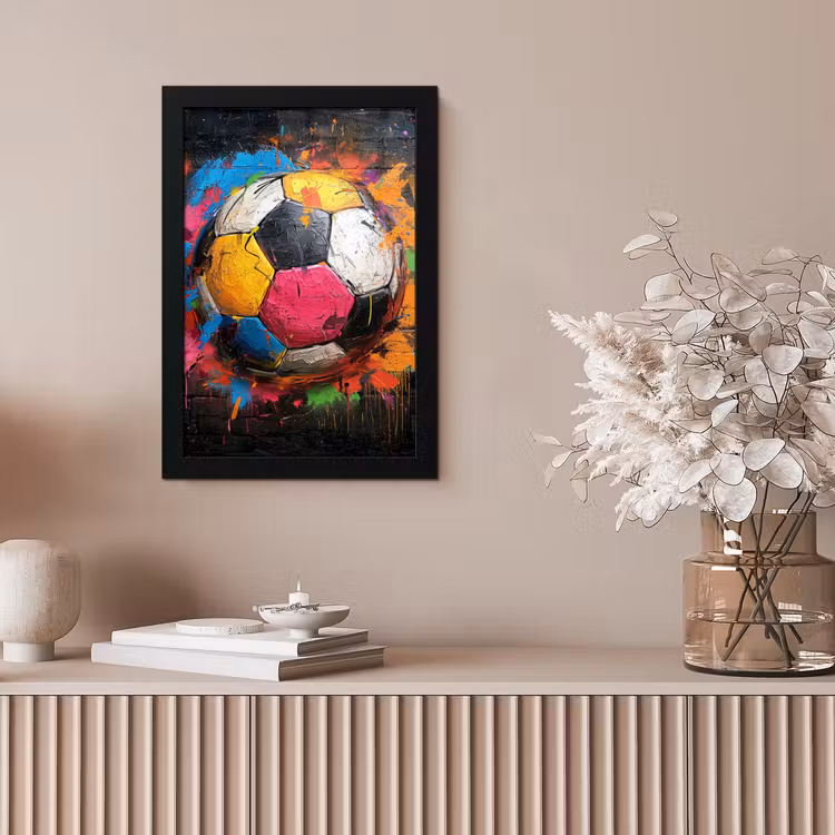 Graffiti - Voetbal - Muur - Street art - Sport fotolijst zwart zonder passe partout klein -sfeer5
