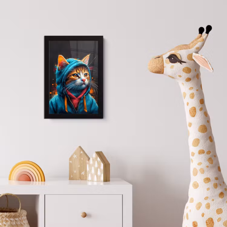 Graffiti - Kat - Zwart - Jas fotolijst zwart zonder passe partout klein -usfeer4_kinderkamer