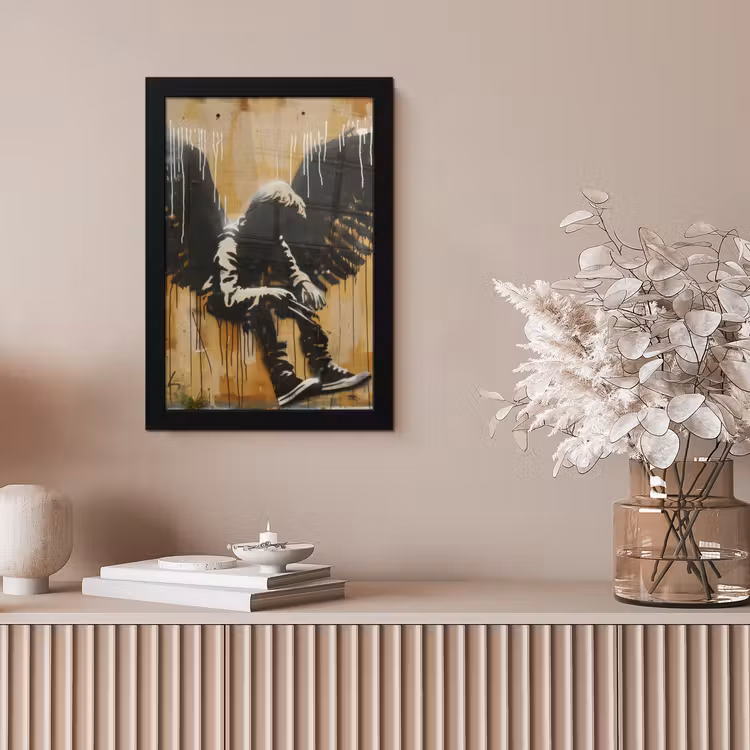 Graffiti - Kunst - Vleugels - Street art - Banksy fotolijst zwart zonder passe partout klein -sfeer5