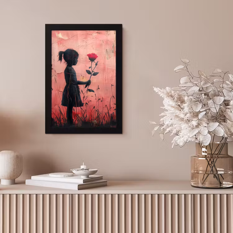 Graffiti - Meisje - Roze - Street art - Roos - Banksy fotolijst zwart zonder passe partout klein -sfeer5