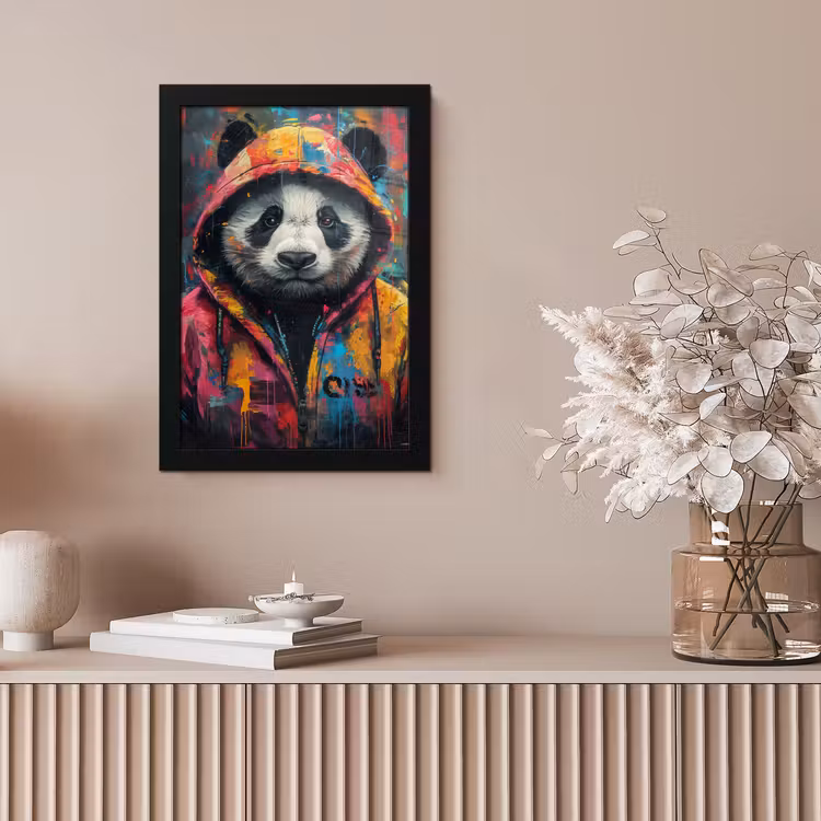 Graffiti - Panda - Jas - Kleurrijk fotolijst zwart zonder passe partout klein -sfeer5