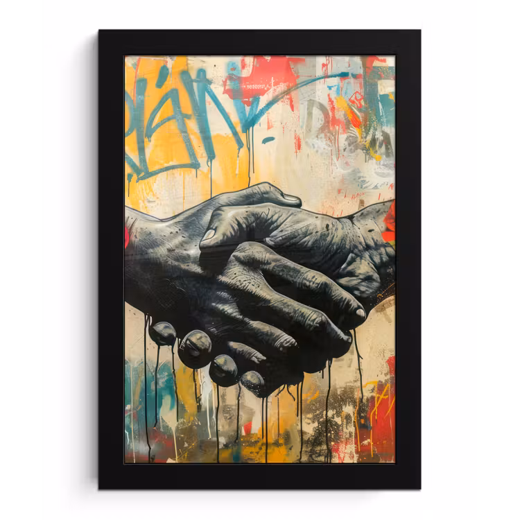 Graffiti - Rozen - Handen - Street art - Banksy fotolijst zwart zonder passe partout klein -3d