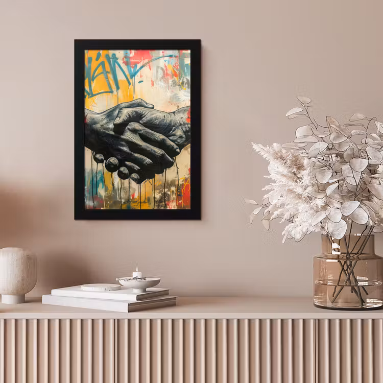 Graffiti - Rozen - Handen - Street art - Banksy fotolijst zwart zonder passe partout klein -sfeer5