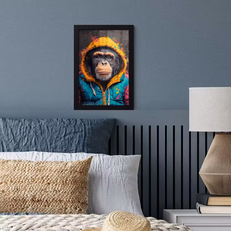 Graffiti - Chimpansee - Jas - Aap - Verf fotolijst zwart zonder passe partout klein -sfeer3