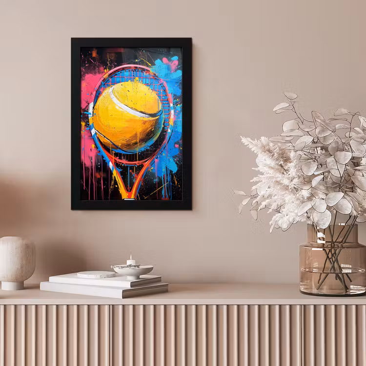 Graffiti - Tennis - Sport - Racket fotolijst zwart zonder passe partout klein -sfeer5