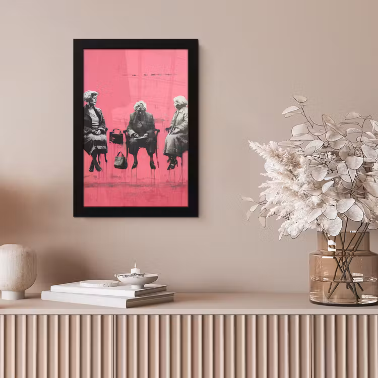 Graffiti - Vintage - Zwart - Street art - Roze - Banksy fotolijst zwart zonder passe partout klein -sfeer5