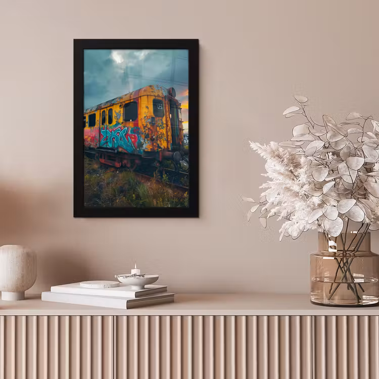 Graffiti - Trein - Street art - Verlaten fotolijst zwart zonder passe partout klein -sfeer5